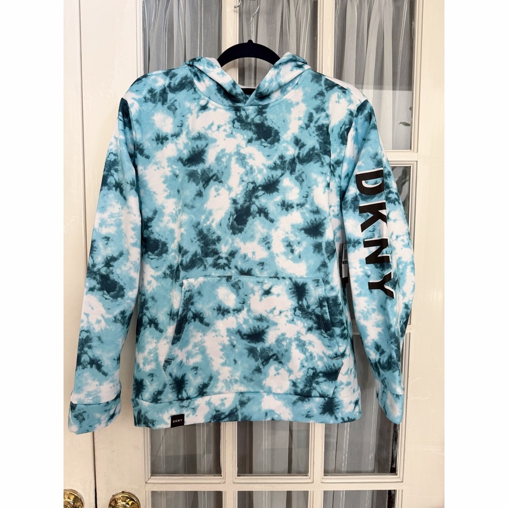DKNY Light Blue & White Tie-Dye Hoodie